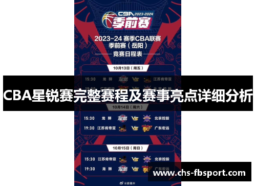 CBA星锐赛完整赛程及赛事亮点详细分析 CBA星锐赛完整赛程及赛事亮点详细分析